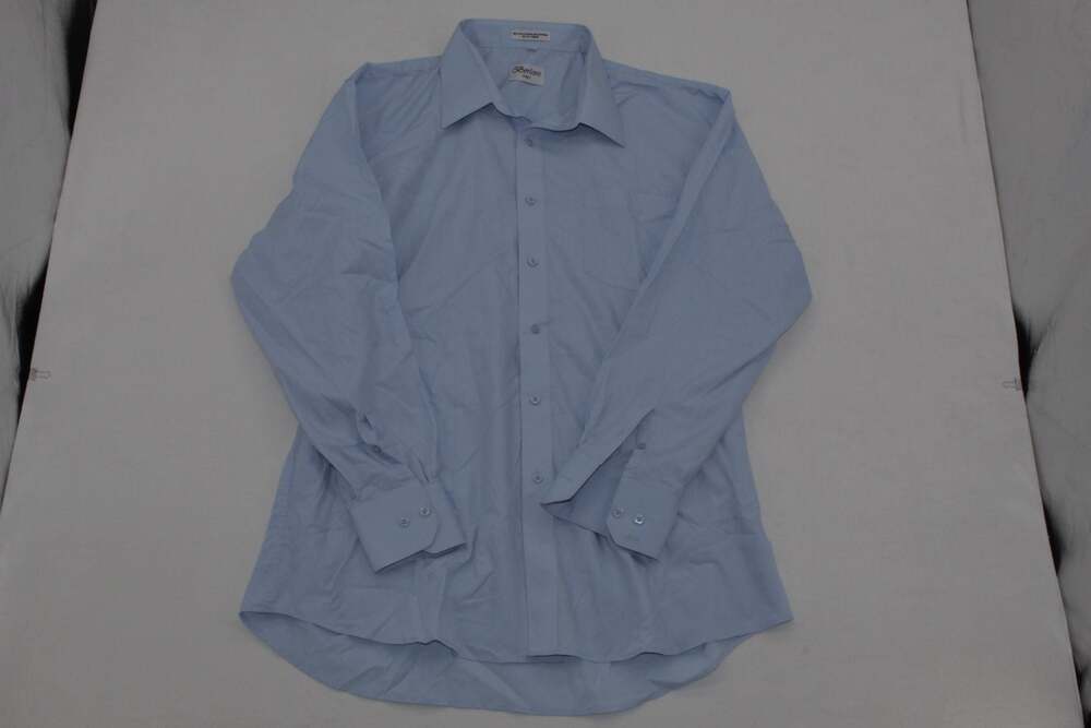 Berlioni Italy Men's Light Blue Long Sleeve Button-Down Dress Shirt 2XL 18-18.5